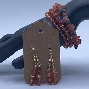 Agate Stone Tri Bracelet and Earrings